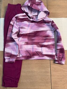 Xersion Girls Pink and Burgundy Hooded Matching Set